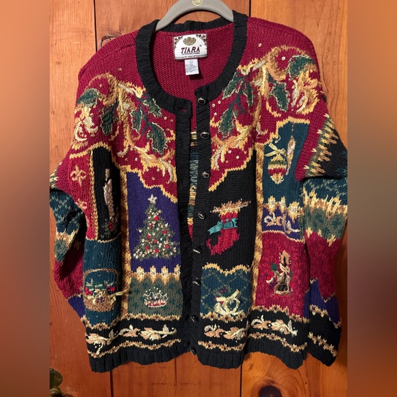 Ladies size large Christmas cardigan sweater - Picture 1 of 3